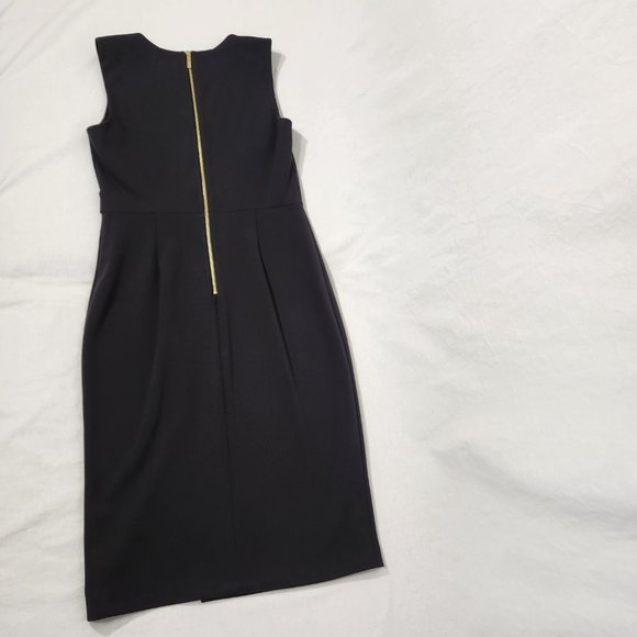 CALVIN KLEIN Minimalist Stretchy Sleeveless Gold MK Black Dress Size 6 LIKE NEW! - Picture 5 of 16